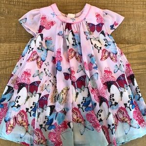 Ted Baker Girls Pink Butterfly Dress, Size 12-18 Mo